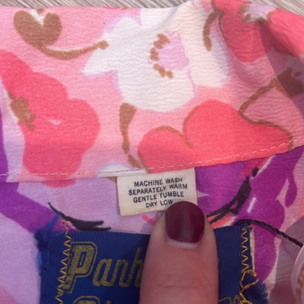 Vintage 1960's / 1970's Panhandle Slim Pink Floral Button Up Shirt Size XS - Picture 4 of 6
